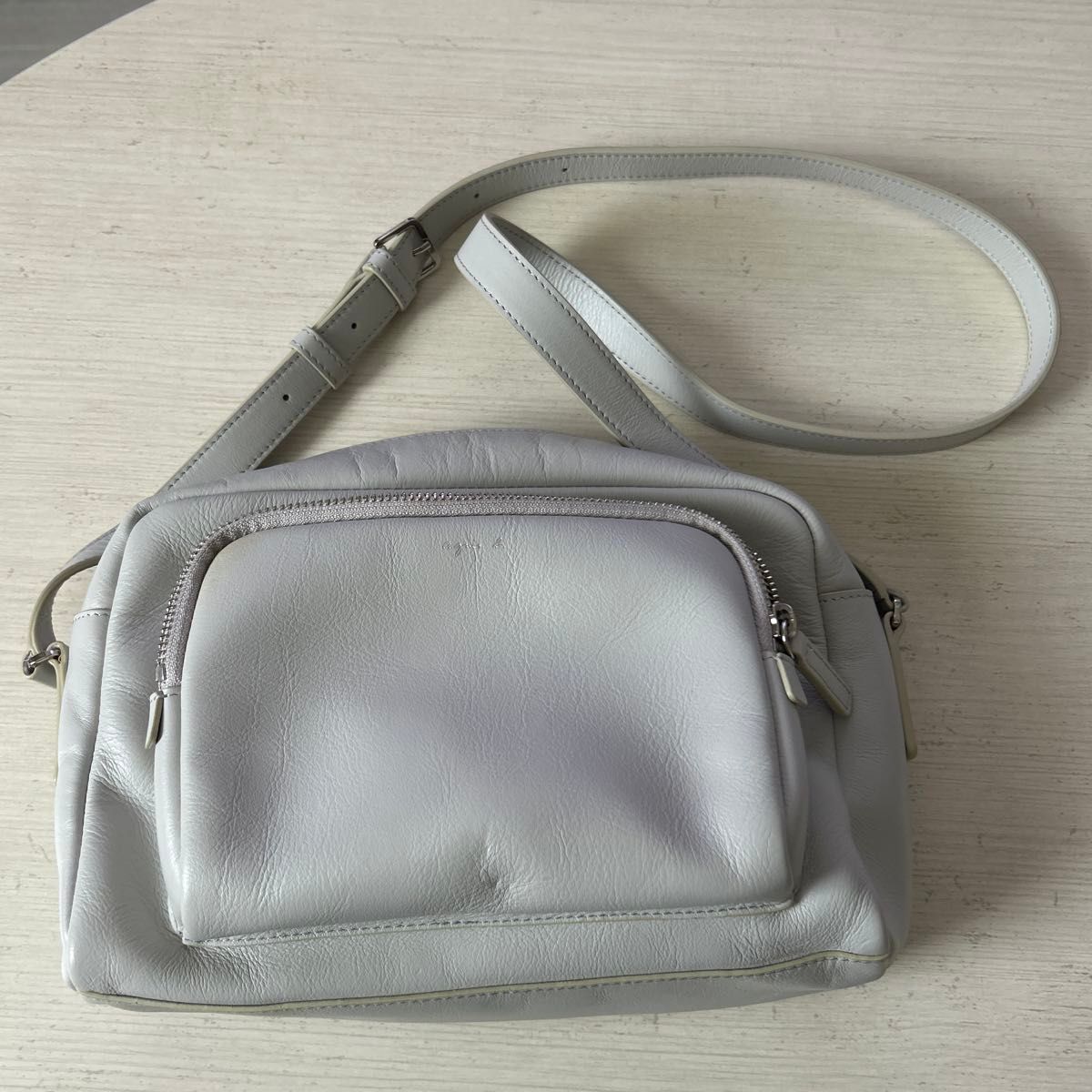 agnes b. Agnès B. Leather Shoulder Bag, Gray