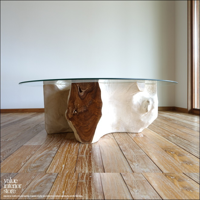 Primitive table PriNW/Φ110座桌圆桌圆桌客厅工作台中心工作台座敷机柚木78kg