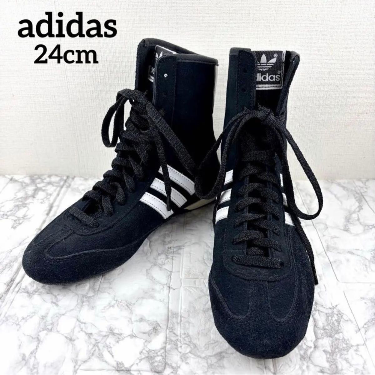 adidas Rasant Mid 高帮运动鞋 24码 黑色 阿迪达斯 皮革 黑色