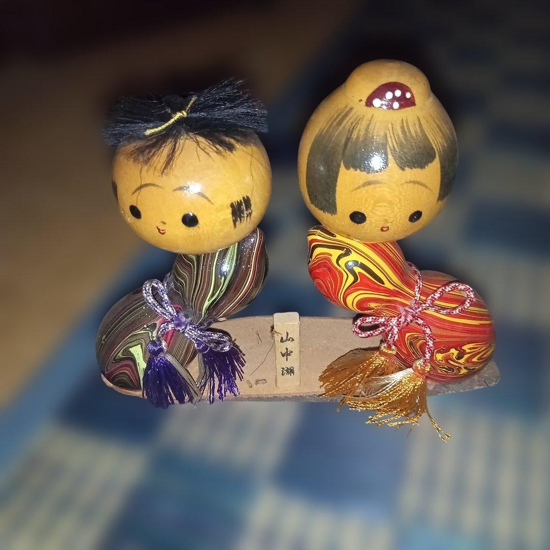 Retro Yamanaka-ko Folk Toy Couple Doll Gourd Ornament