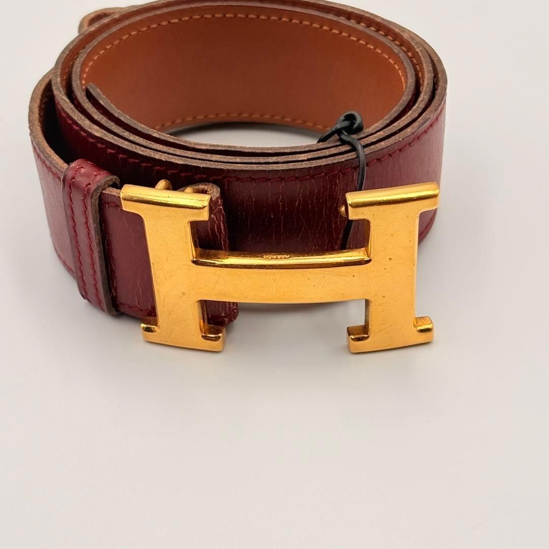 爱马仕 康斯坦丝 H型皮带 可 reversible 波尔多色 32毫米 尺码65