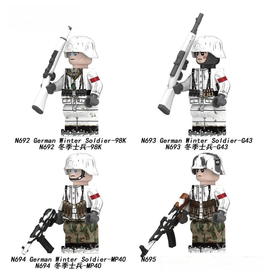 ★New Arrival★ [Lego Compatible] Minifig WW2 German Army Snow Soldier Figure Set of 4