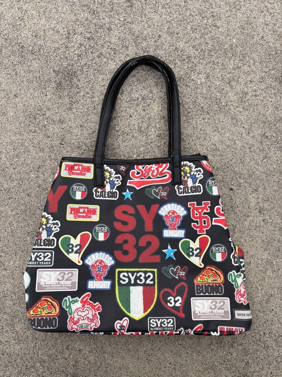SY32 by SWEET YEARS all-over print tote bag handbag black