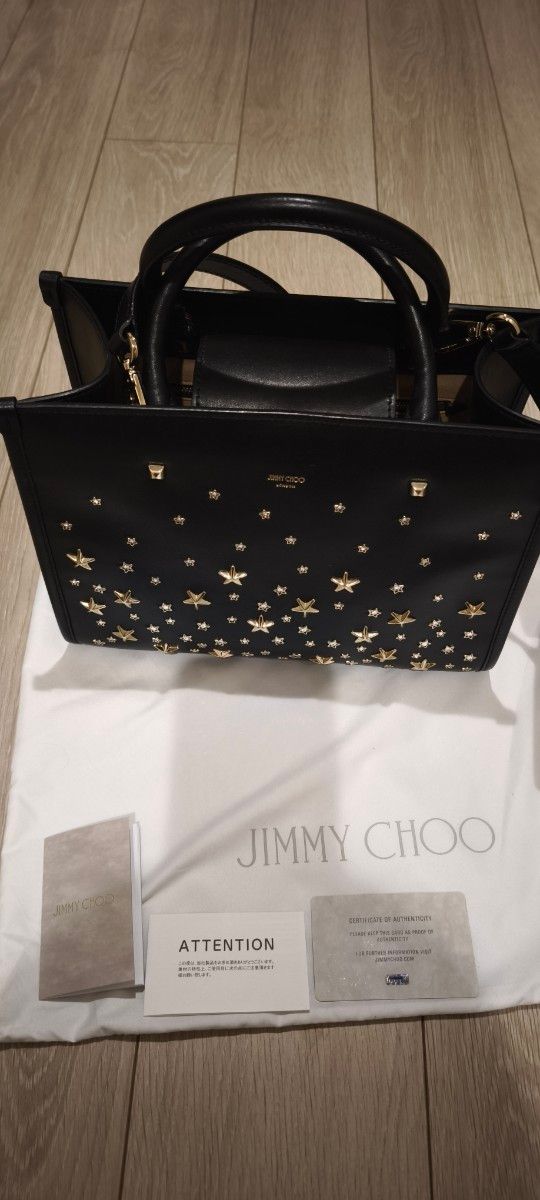 JIMMY CHOO Jimmy Choo Avenue S Tote Bag Studs Leather Black