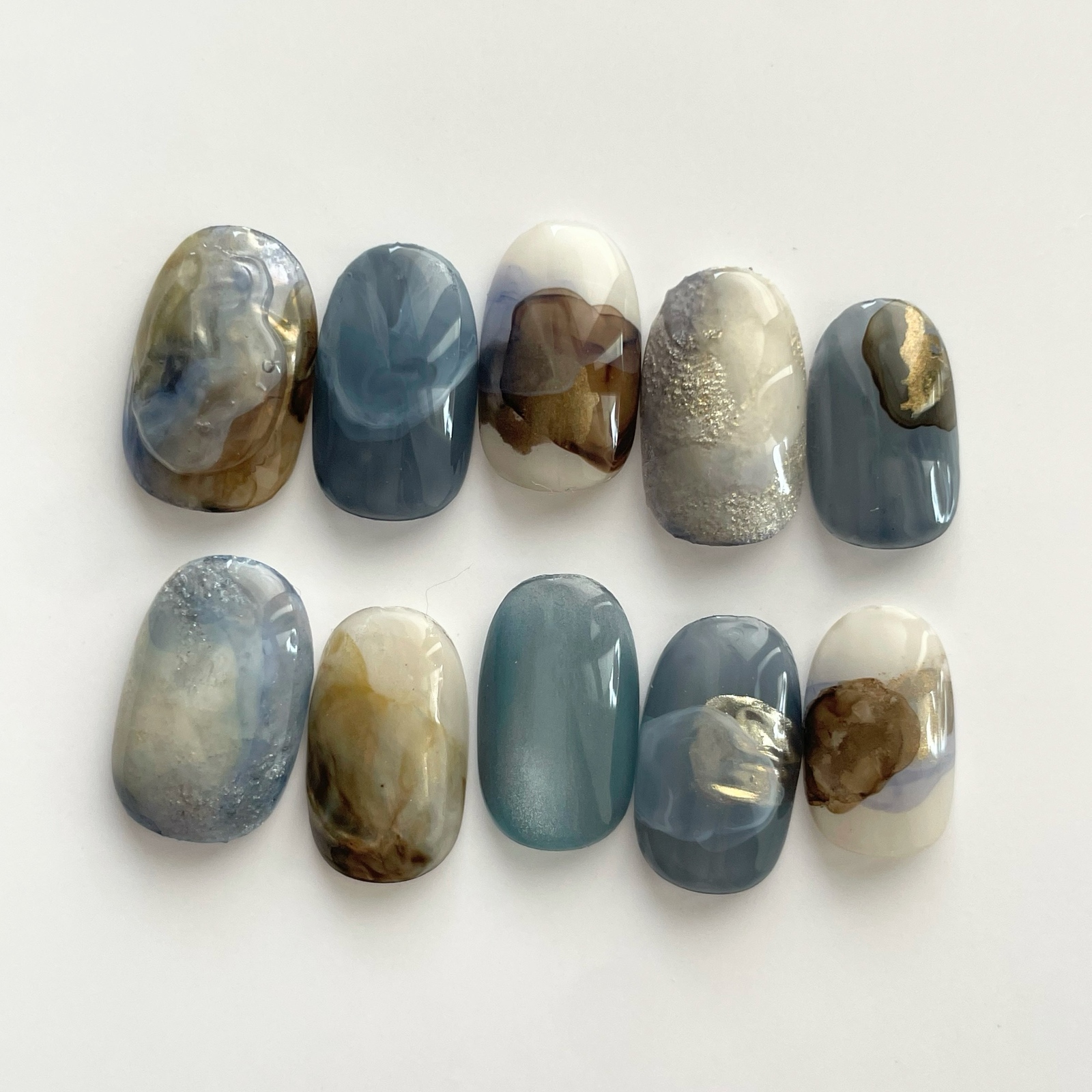 deepblue💙×brown☕ Nail Tips Nuance Nail Summer Nail Brown Nail Blue Nail