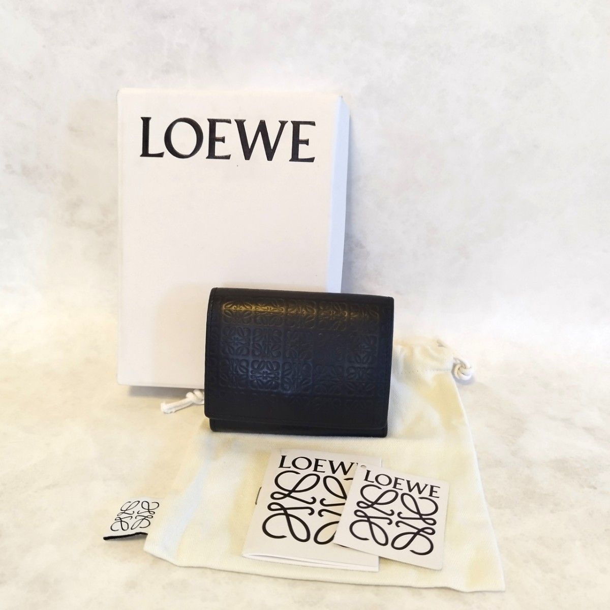 LOEWE Loewe Repeat Anagram Trifold Wallet, Black