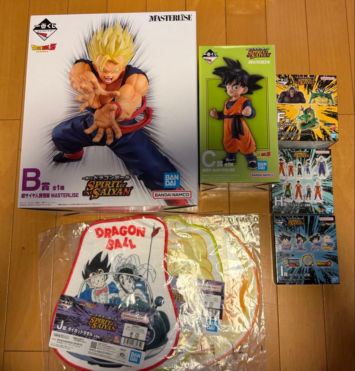 最抽签龙珠SPIRIT OF THE SAIYAN B奖孙悟饭C奖孙悟天8件套装新品未开封