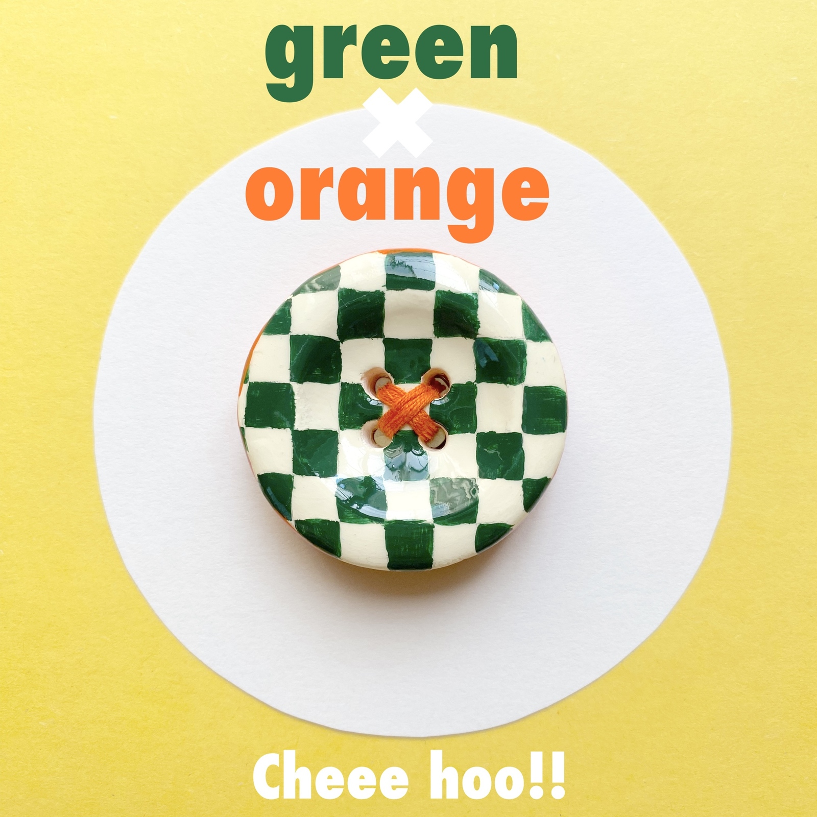 【石粉粘土的按钮磁铁】green × orange强力磁铁粘土小物色彩鲜艳