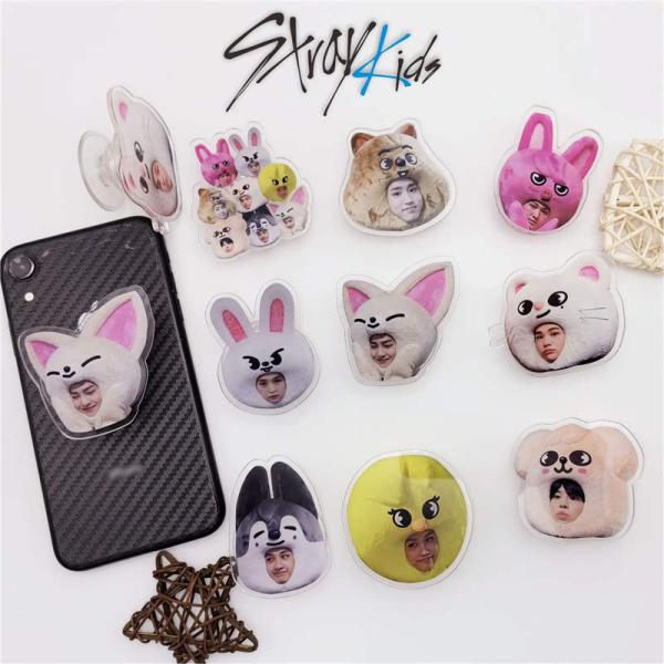 2nd Half-price Stray Kids Goods Phone Holder SKZ Mobile Phone Holder Acrylic Stray Kids Character Paste Holder Goods Phone Stand Stretchable Ornament