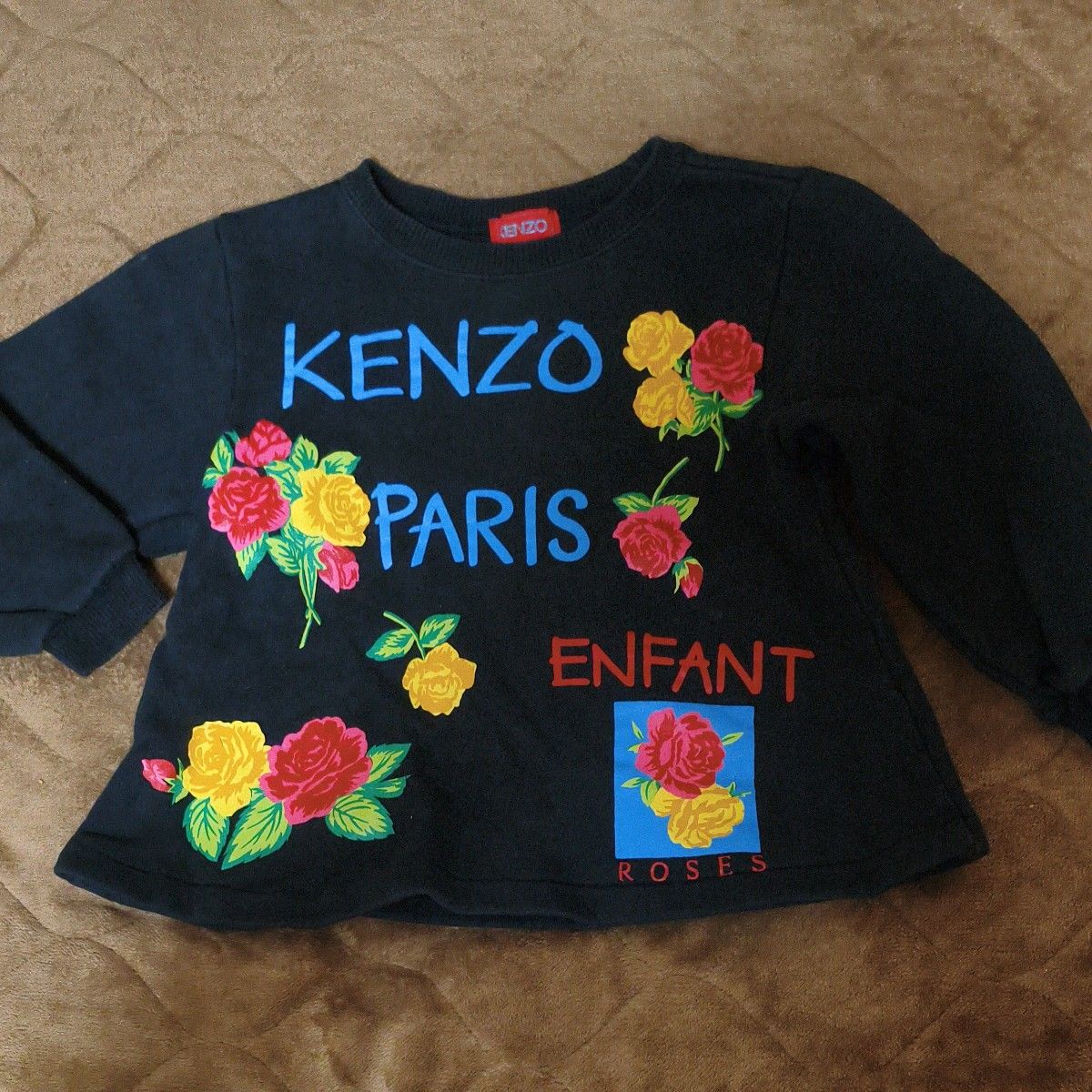 KENZO KENZO KENZO运动衫连衣裙黑蔷薇花样尺寸100