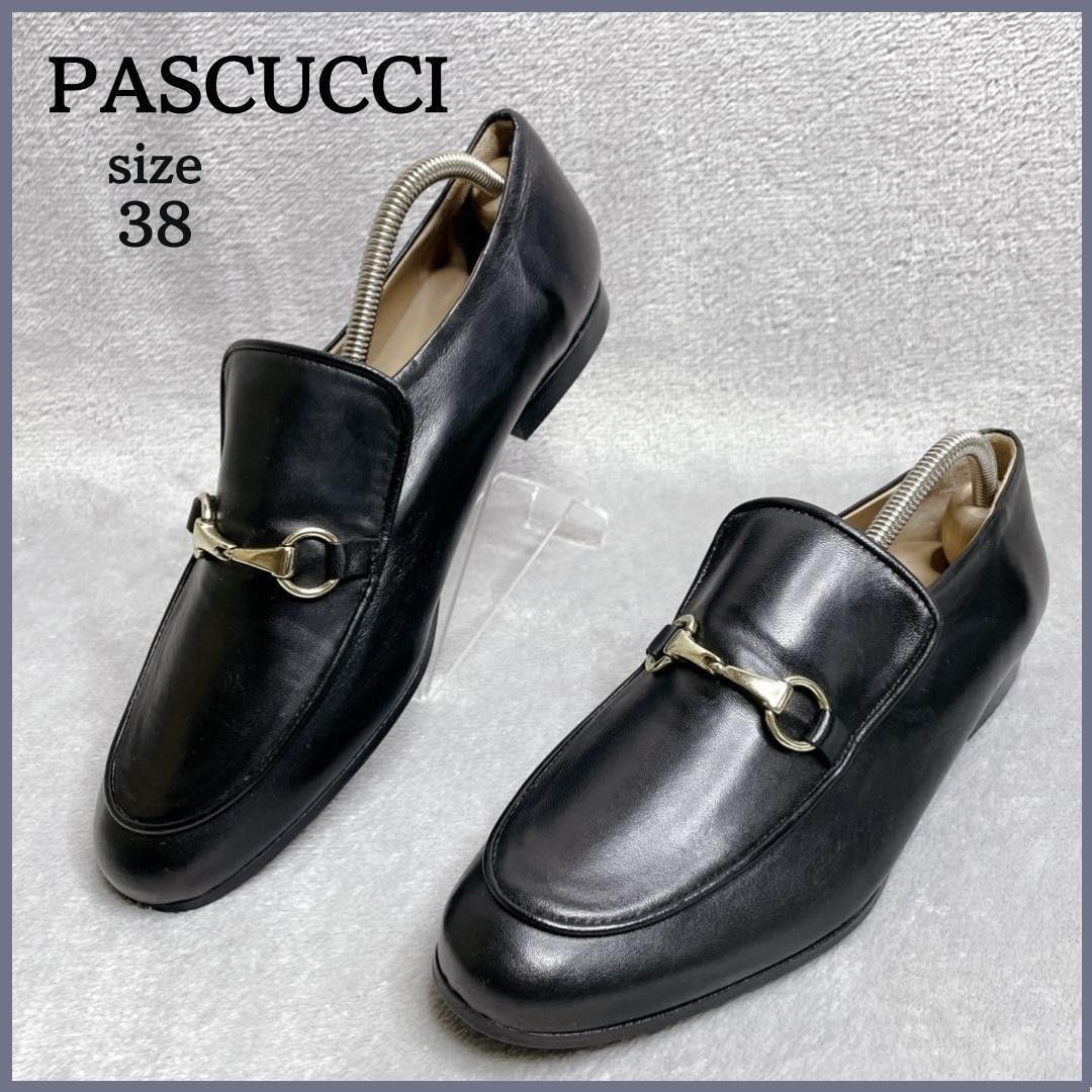 【美品】 PASCUCCI パスクッチ ビットローファー スリッポン 38 黒