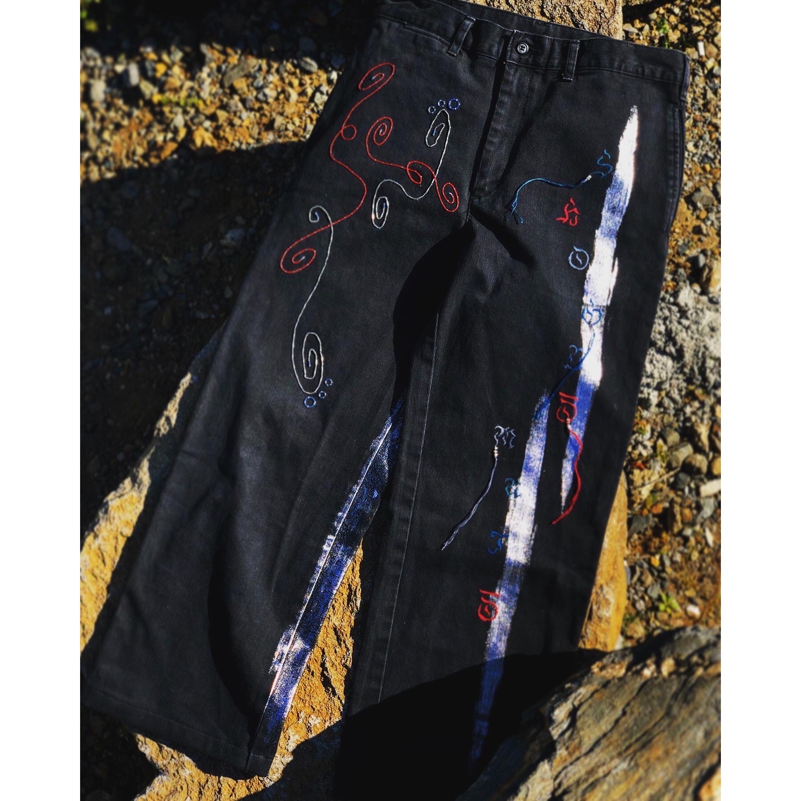 - SHOGYO MUJO - 手工刺绣 裤子 黑色