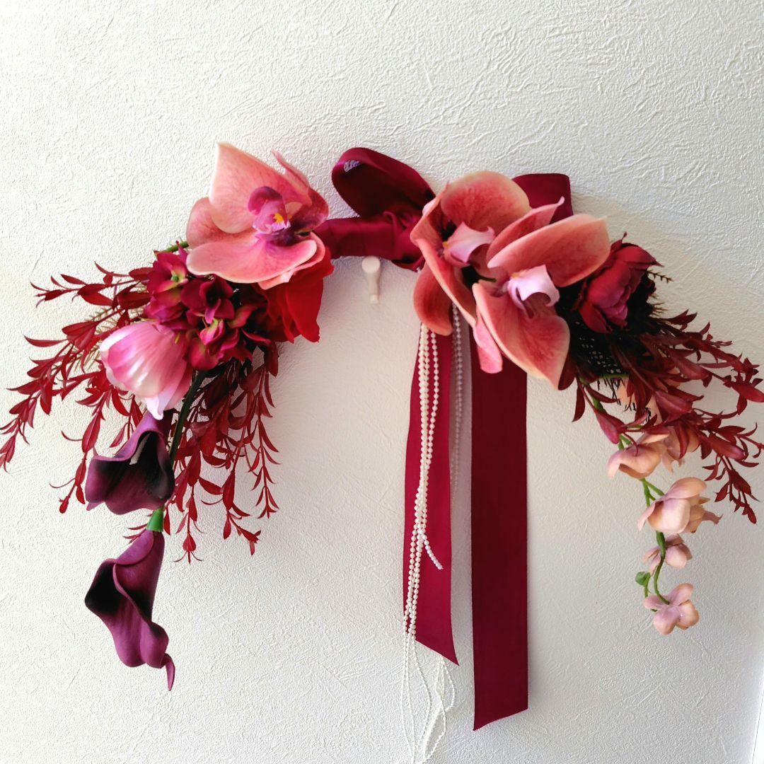 No.2999 Ballerina Bouquet Boutonniere Wine Red Phalaenopsis Artificial Flower Bouquet