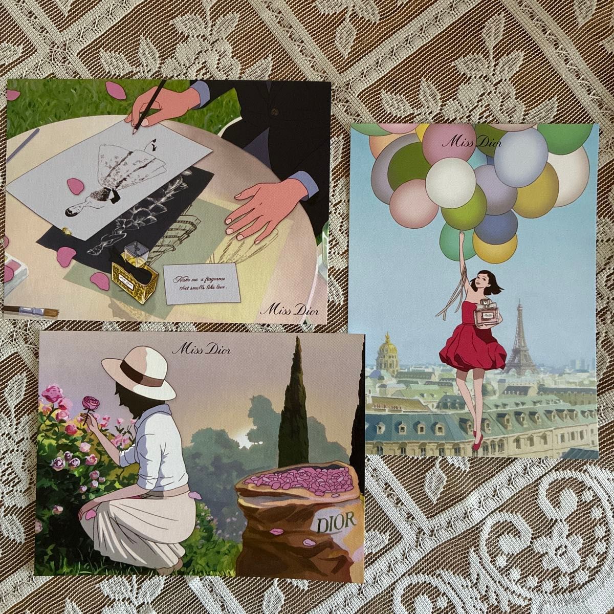 Christian Dior 迪奥小姐明信片3件套赠品
