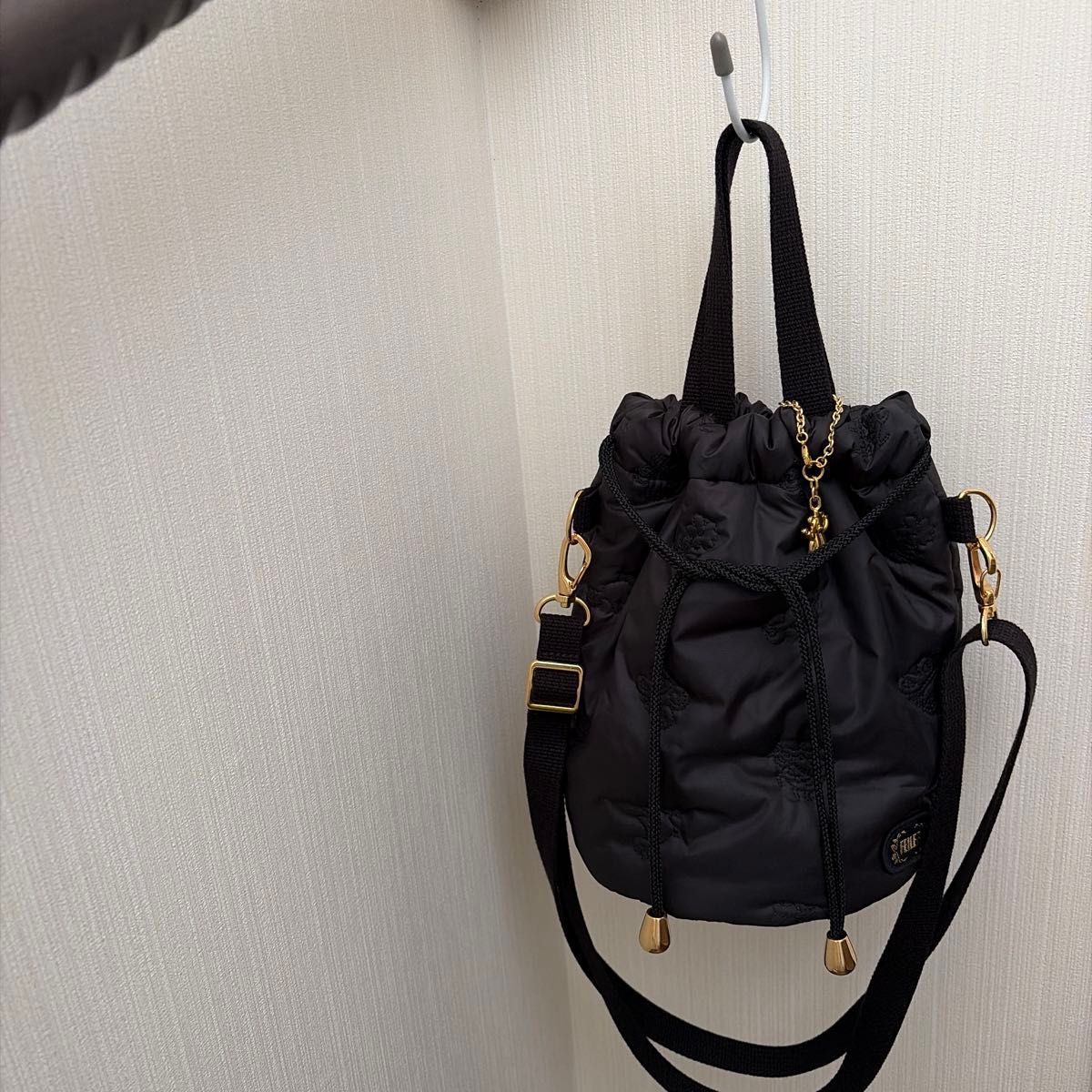 10/7 Limited Price Sold Out FEILER Heidi Drawstring Shoulder Bag Black 2WAY