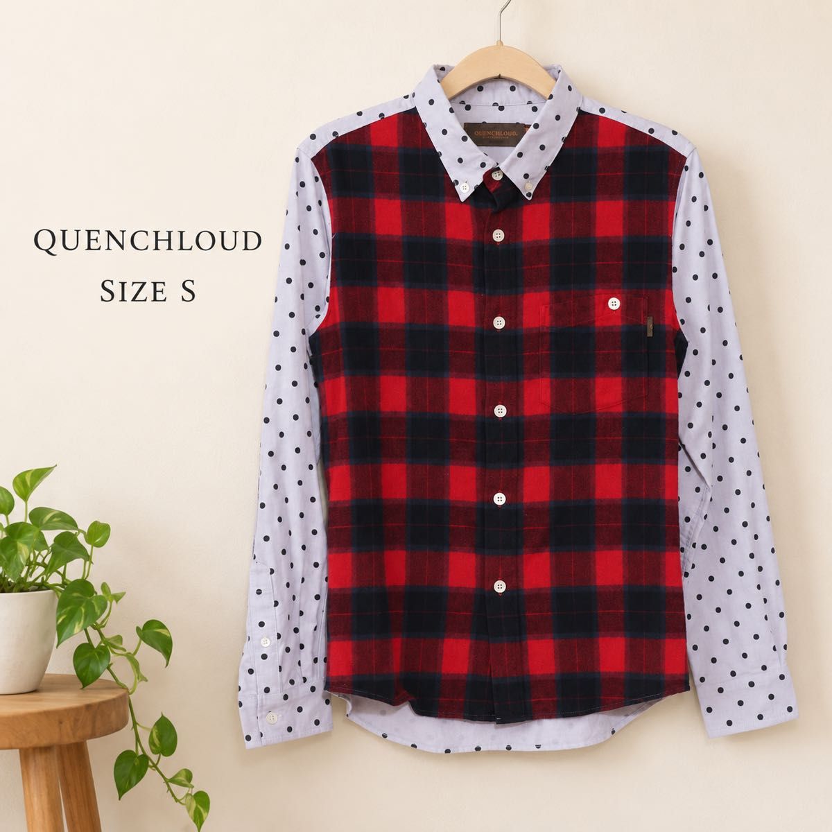 QUENCHLOUD QUENCHLOUD长袖衬衫检查柄圆点图案S尺寸
