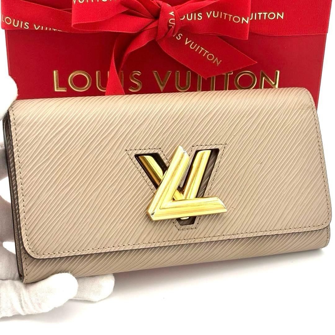 ☆极美品☆Louis Vuitton 路易威登 双折长款钱包 Epi 皮革 Portefeuille Twist Galeries Lafayette 米色 金色五金
