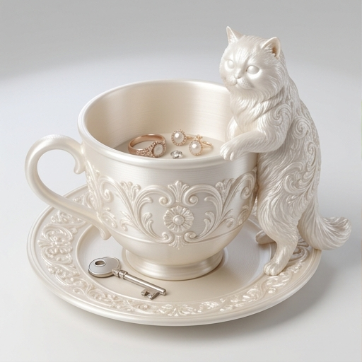 【可订制】猫 (喜马拉雅) 的饰品托盘丝绸白色小物品室内装饰