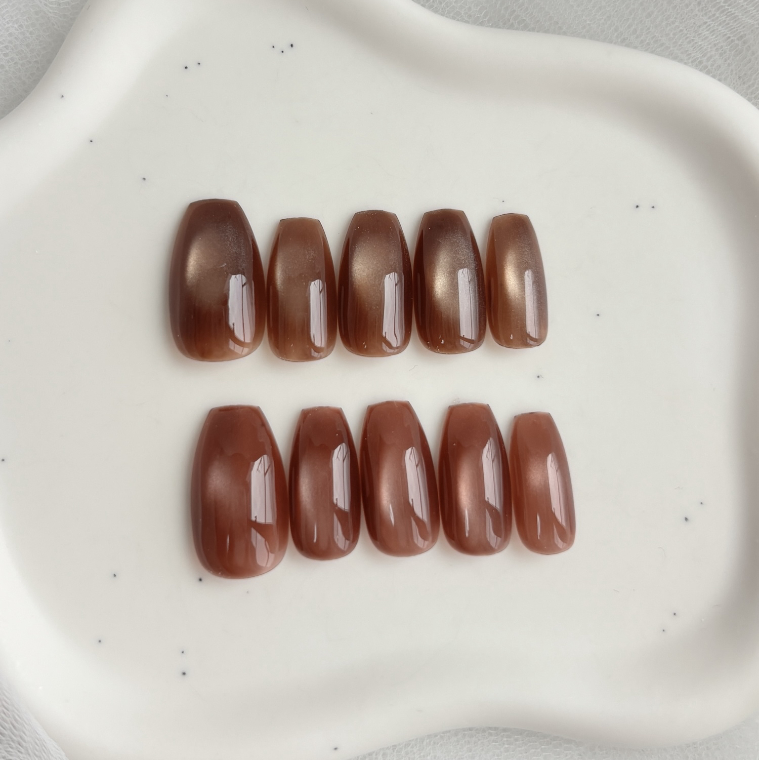 Autumn Water Glow Magnetic Nail Tips Autumn Nail Tips Brown Nails Office Nails Adult Cute Simple Nail Tips Korean Nail Tips One Hand Nail Tips