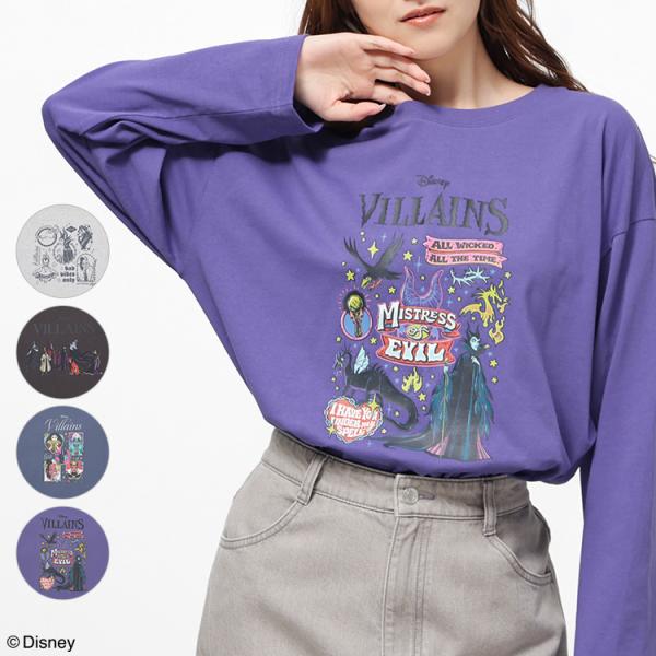 トップス Tシャツ ロンT 長袖Tシャツ カットソー 長袖 Disney ディズニー キャラクター レディース Honeys ハニーズ ヴィランズ/ゆるTシャツ