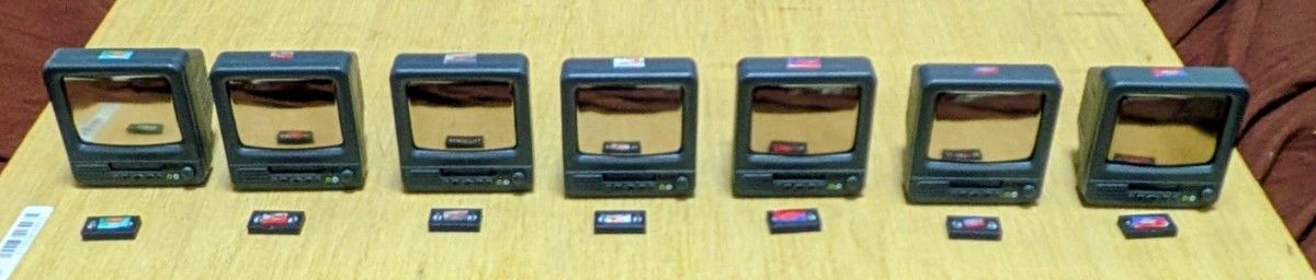 Miniature TV Figure Set of 7 with Mini Video Tape