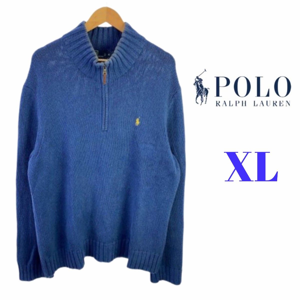 POLO RALPH LAUREN ◆ 半拉链针织毛衣 ◆ 蓝色XL