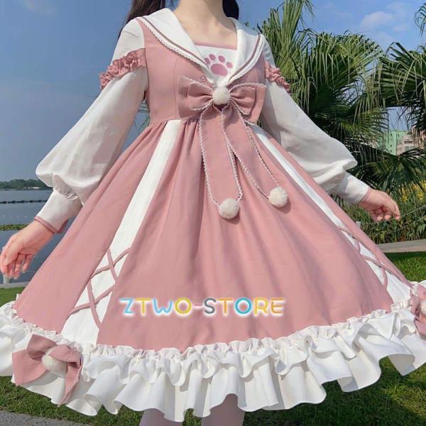 连衣裙 洛丽塔 连衣裙 学院风 lolita 长裙 服装 长袖 洛丽塔 可爱 哥特萝莉