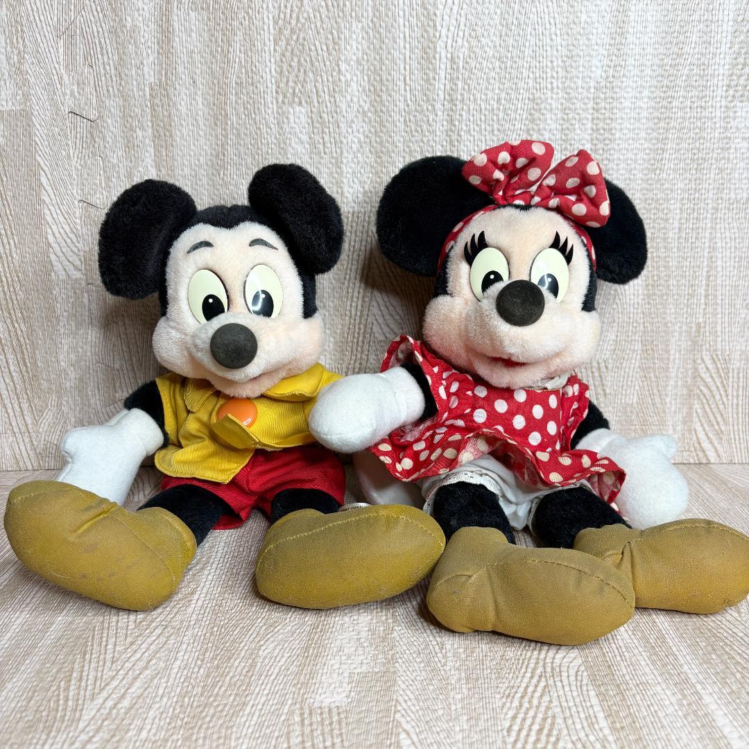 Puppety Disney Mickey Minnie Puppet Plush Toy Showa Retro