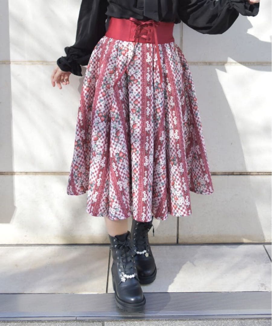 【axes femme】裙子 F 草莓格纹 红色