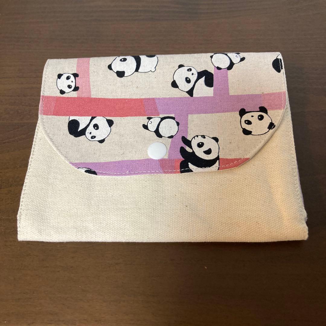 手工母子健康手册套 药物记录本套 存折套 熊猫粉色