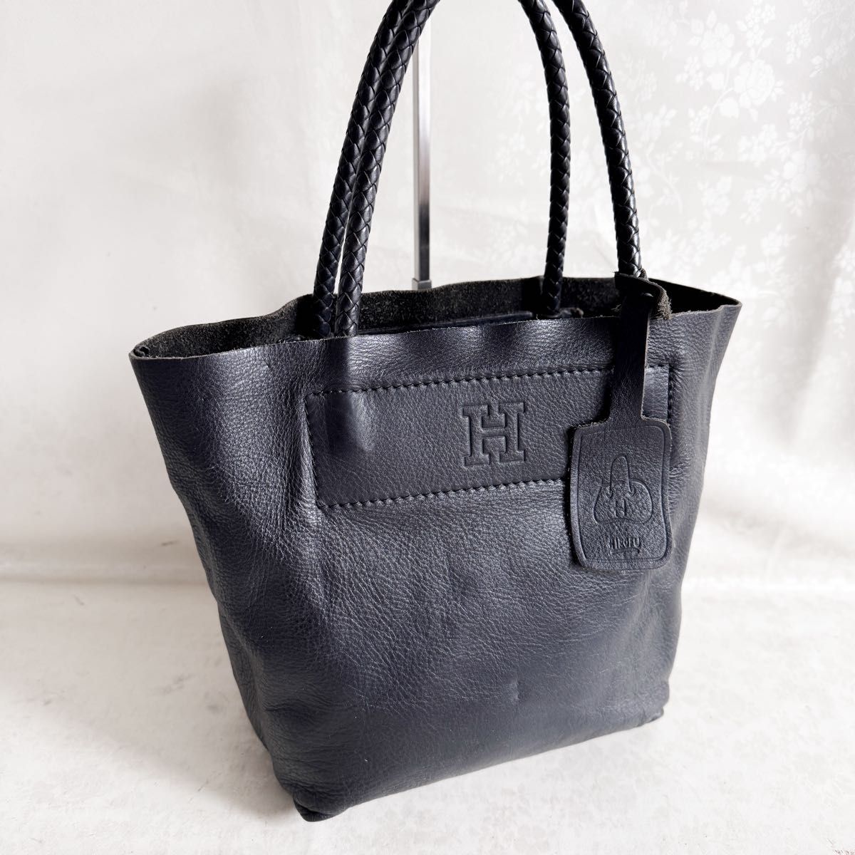 HIROFU HILLOV Tote Bag Chesta All Leather Black Shine