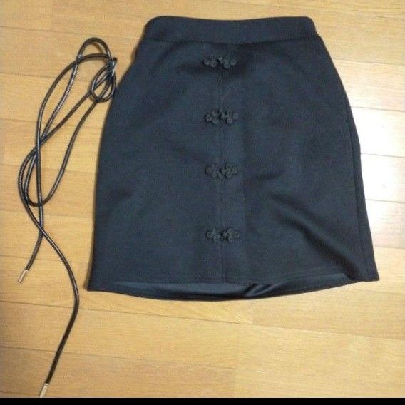 中華風 スカート キュロット 中国 韓国 黒