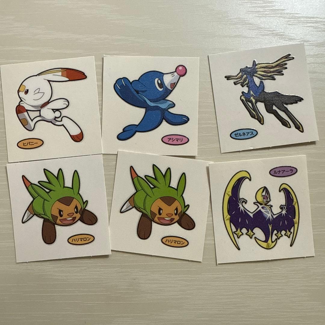 6枚神奇宝贝贴纸，希巴尼，哈利马龙，阿西玛利，露娜亚拉，塞尔内亚斯