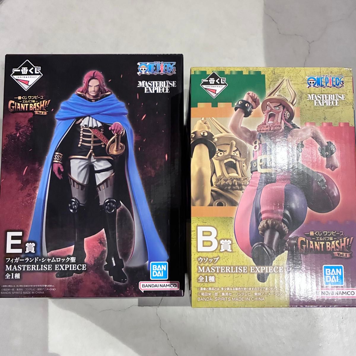 一番くじ ワンピース GIANT BASH!! Vol.1 B賞 ウソップ E賞 フィガーランド・シャムロック聖 2種セット