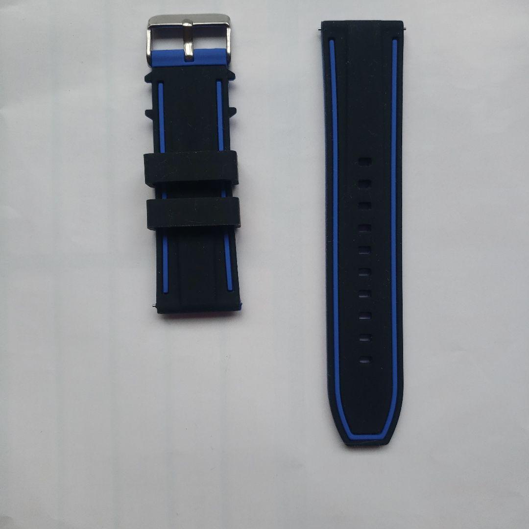 手表用橡胶表带 24毫米 蓝色 黑色