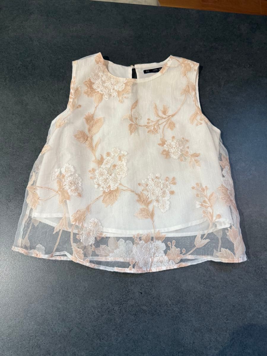 ZARA 扎拉 花纹刺绣 无袖衬衫 xs