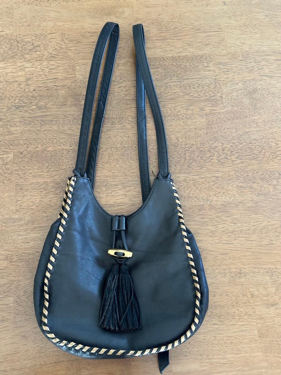 [2-Way] Leather Backpack & Shoulder Bag with Tassel, Black Western