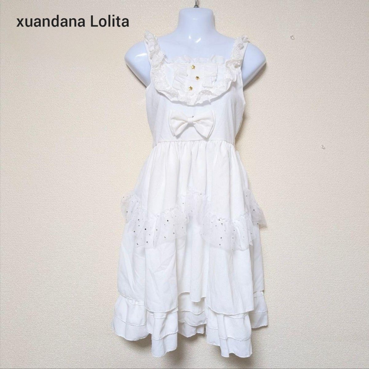 【xuandana Lolita】ロリータ アシメ キャミ ワンピース プリーツ ロリータ フリル ドレス 姫ロリ
