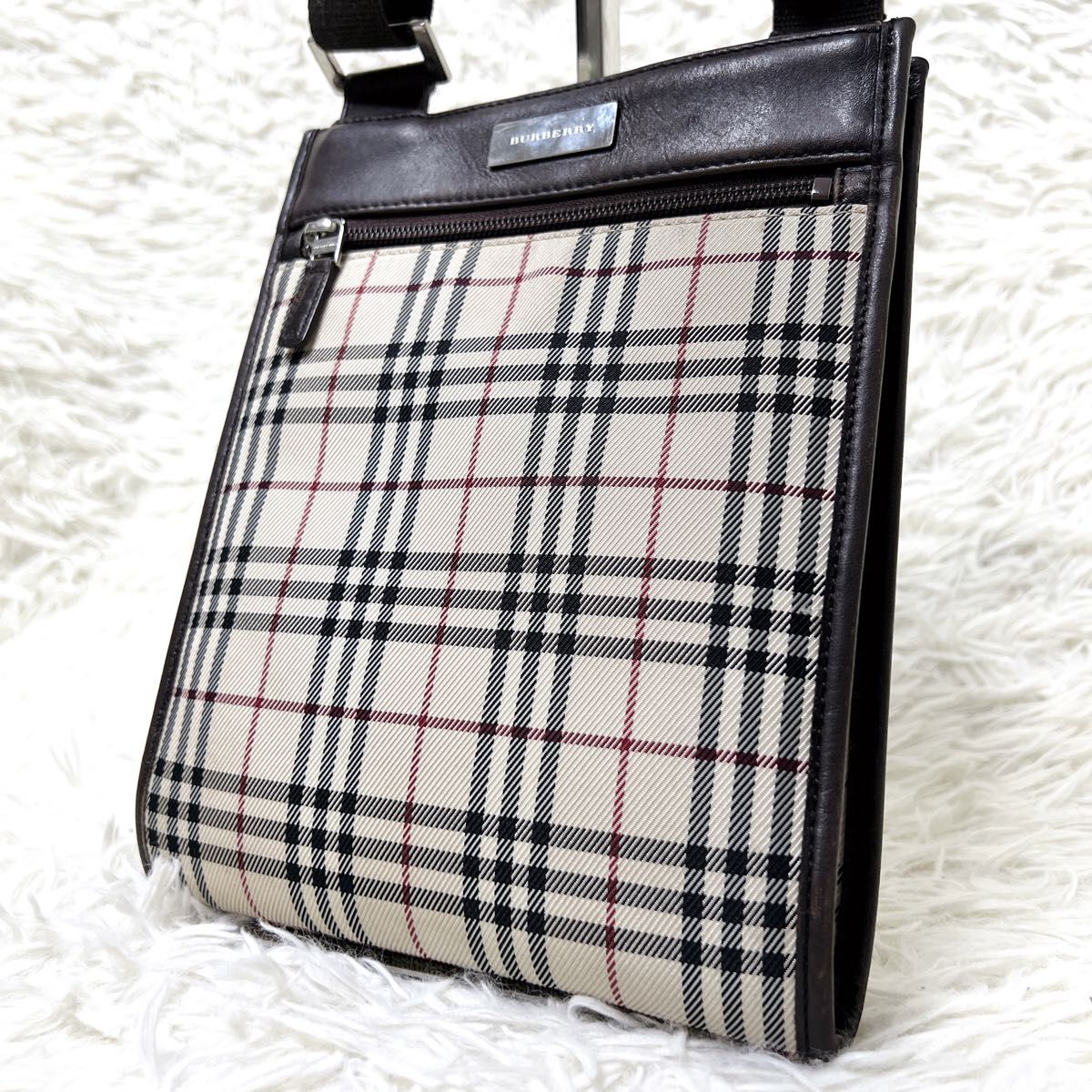 BURBERRY 博柏利 Nova Check 格纹单肩包 斜挎包 皮革 Logo牌 帆布 Sacoshe