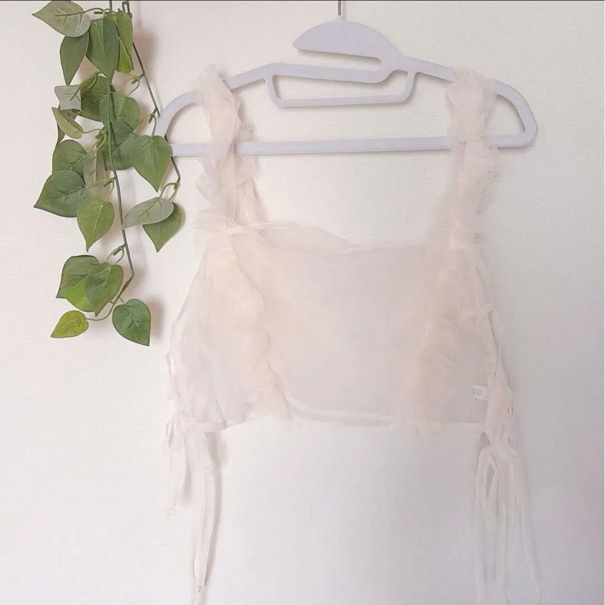 罗莉兹农场素色camisal frill袖子自由白薄纱重叠着frill