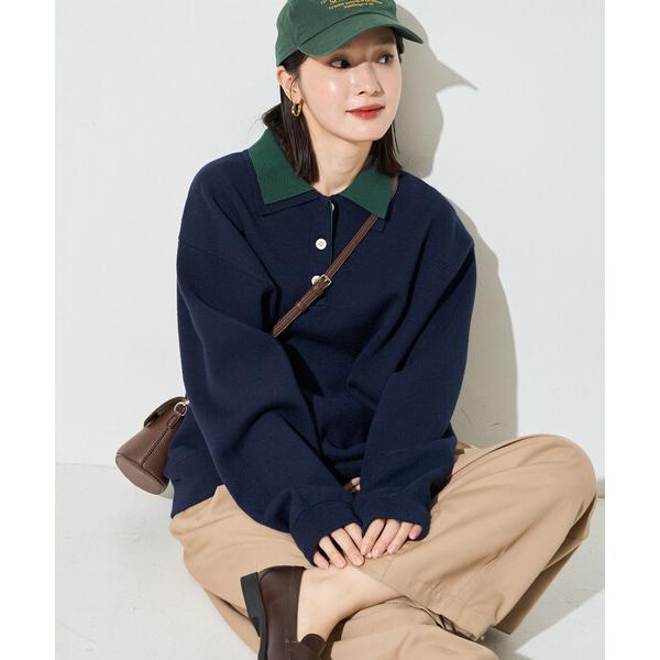 Polo衫 限量款 接结 配色 Polo领 纽扣 针织套头衫 女士