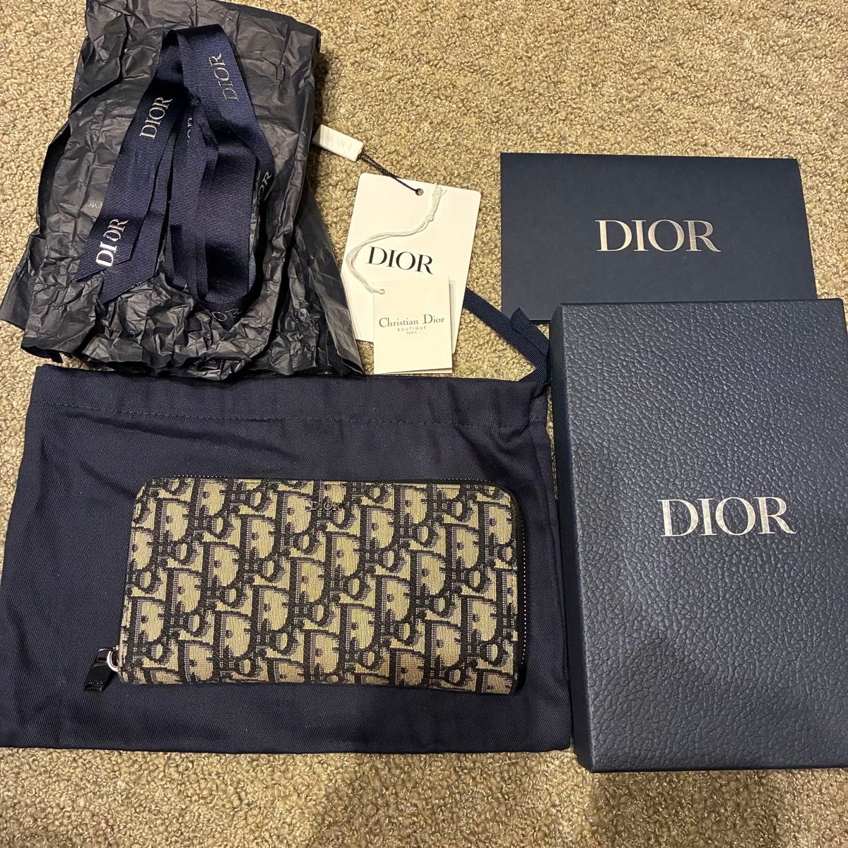 Dior Oblique Round-Zip Long Wallet, Excellent Condition
