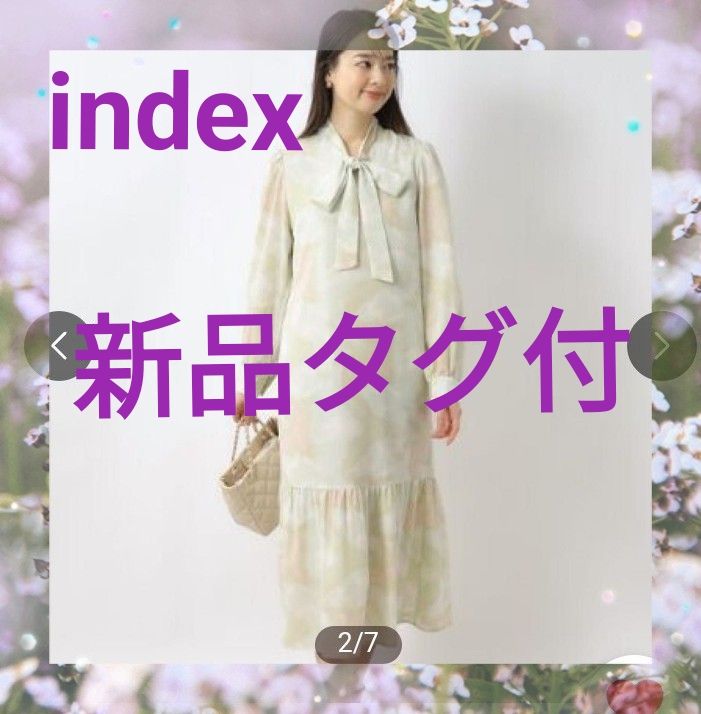 带索引index蝴蝶结A线喇叭连衣裙新品标签
