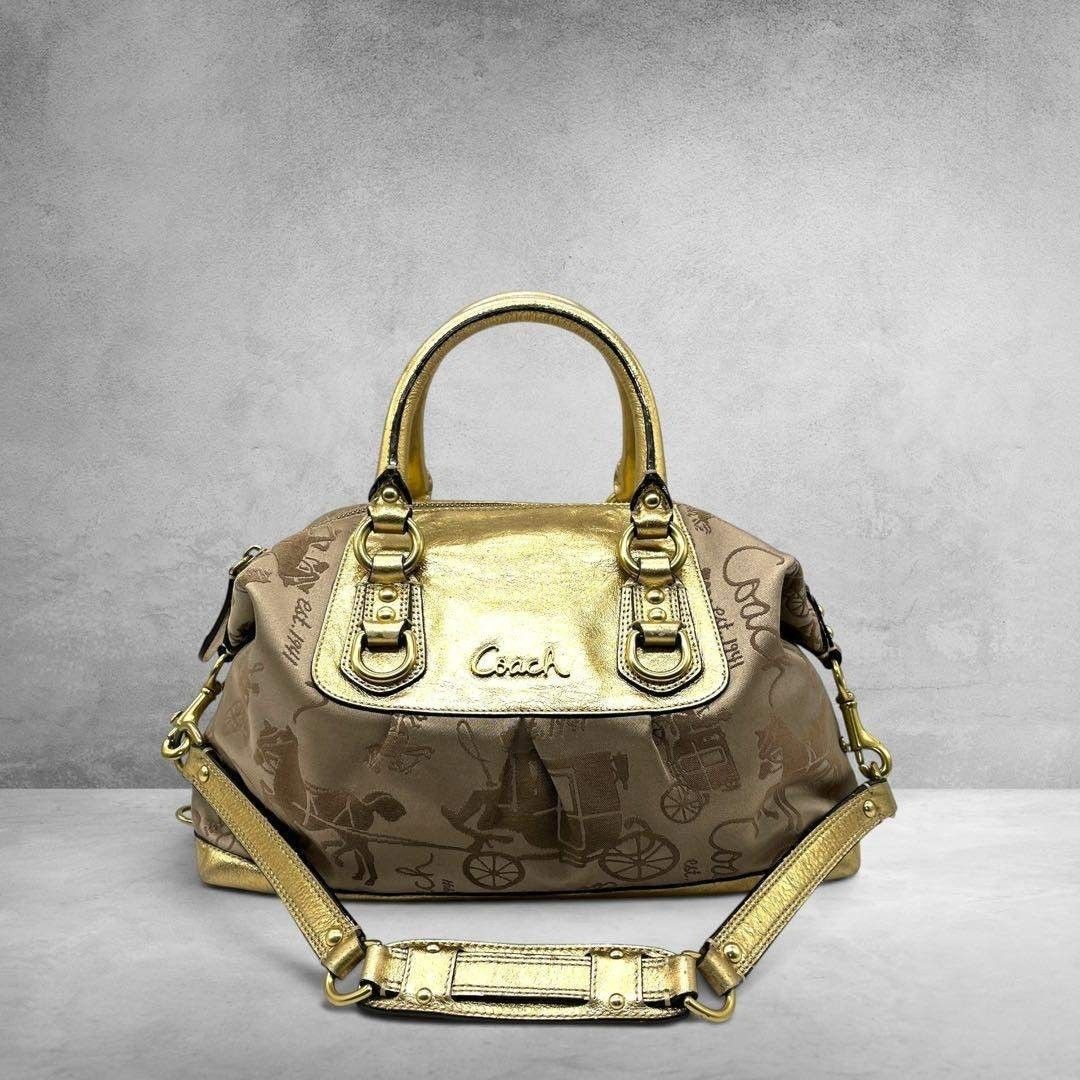 COACH アシュレイ 2way ミニボストン ホースキャリッジ ゴールド