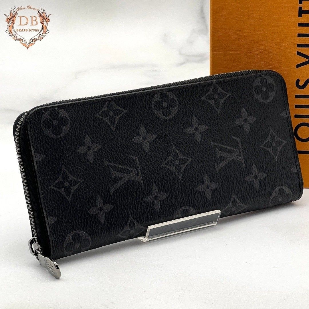 Louis Vuitton Monogram Eclipse Zippy Vertical Long Wallet, Business Style, LOUIS VUITTON, Black and Silver