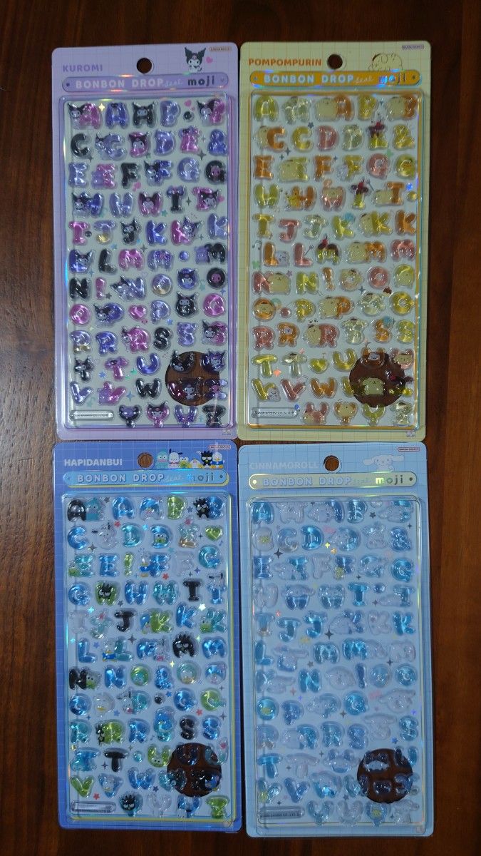 Genuine Sanrio Bonbon Drop Seal moji 4-piece set Kuromi, PomPurin, HappyDumb, Cinnamoroll by Sun-Star Stationery