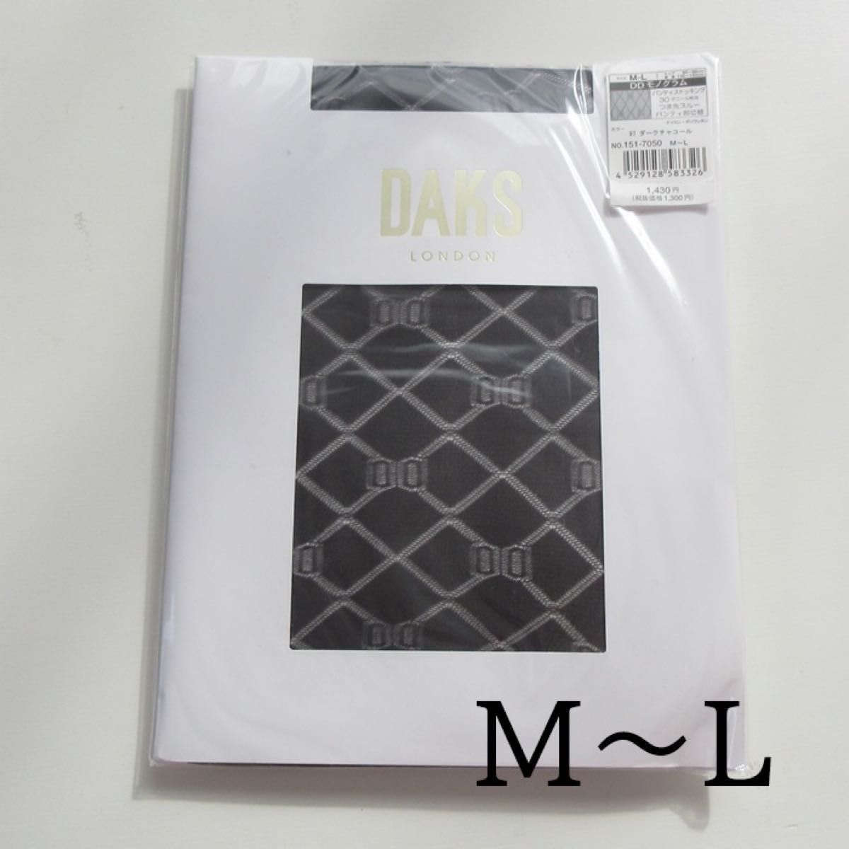 DAKS LONDON DD字母印花图案连裤袜 深炭灰色 M-L