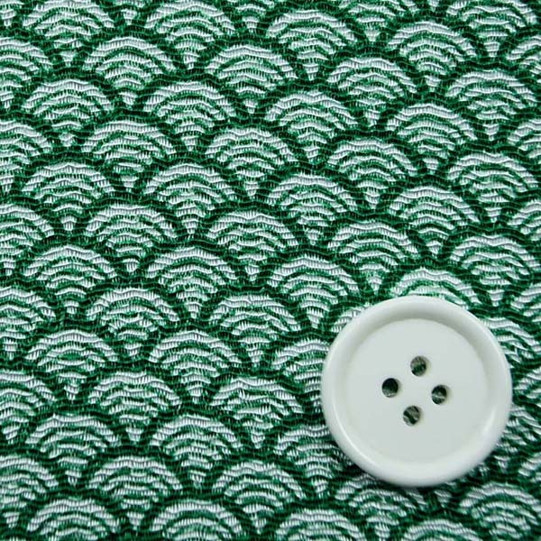 人造丝绉布 日本传统图案 青海波 绿色 【手工用小块布料】 0643-39