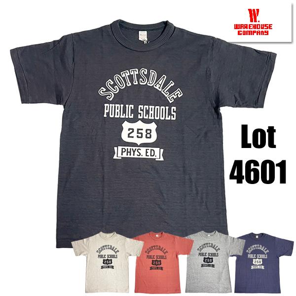 WAREHOUSE Lot 4601 SCOTTSDALE T-Shirt Short Sleeve College Unwashed American Casual Men's Authentic