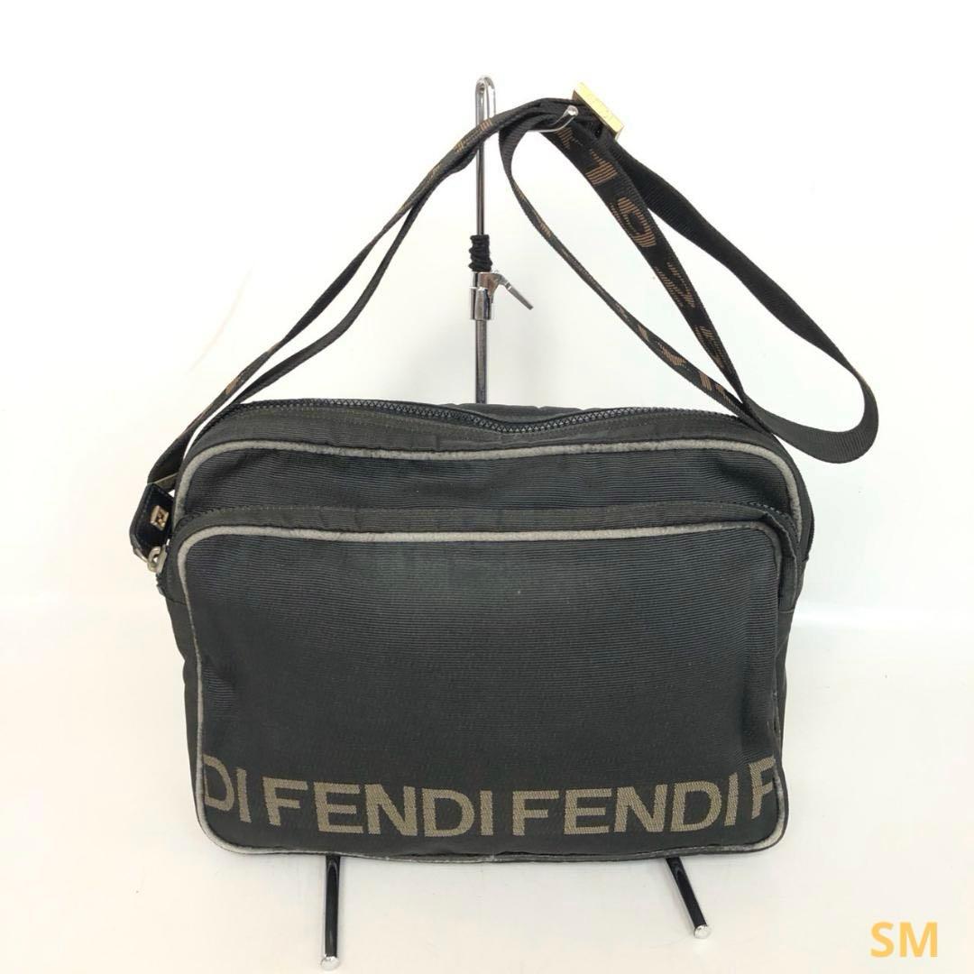 FENDI Fendi Nylon Logo Shoulder Bag Crossbody Black